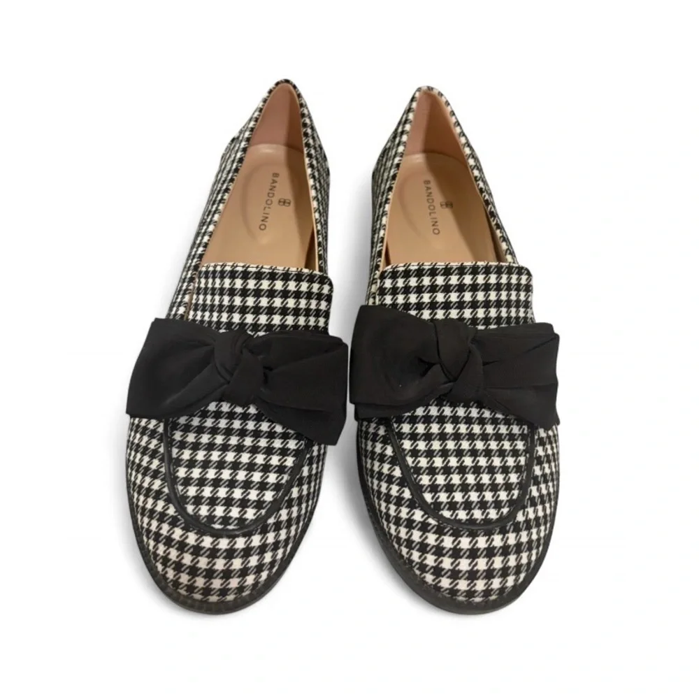Women’s Bandolino Black and White Houndstooth Slip-On Bow Loafers Sz 7.5 - Picture 3 of 12